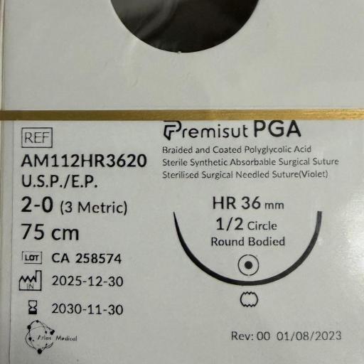 Sutura Absorbible PGA 2/0 HR36 75 cm - Caja 12 ud. [0]