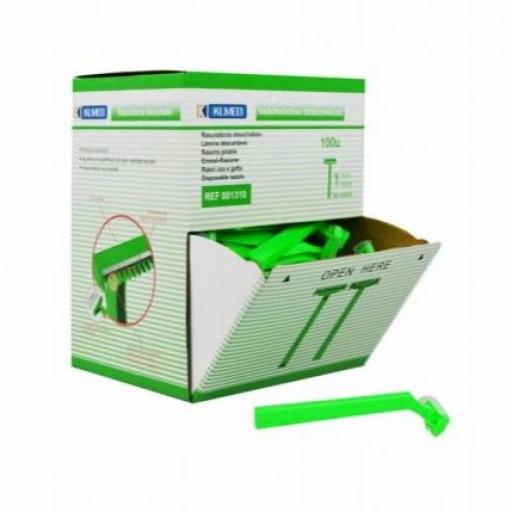 Rasuradora Verde Desechable 2 Hojas (Pack 100 ud).