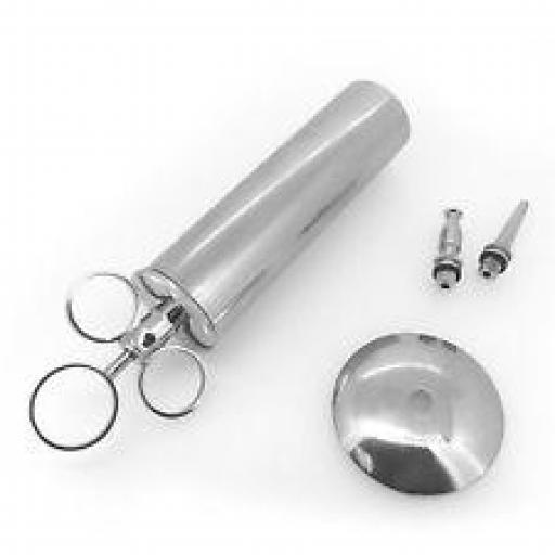 Jeringa Otológica Lavado acero inox. con dos cánulas 100 ml.