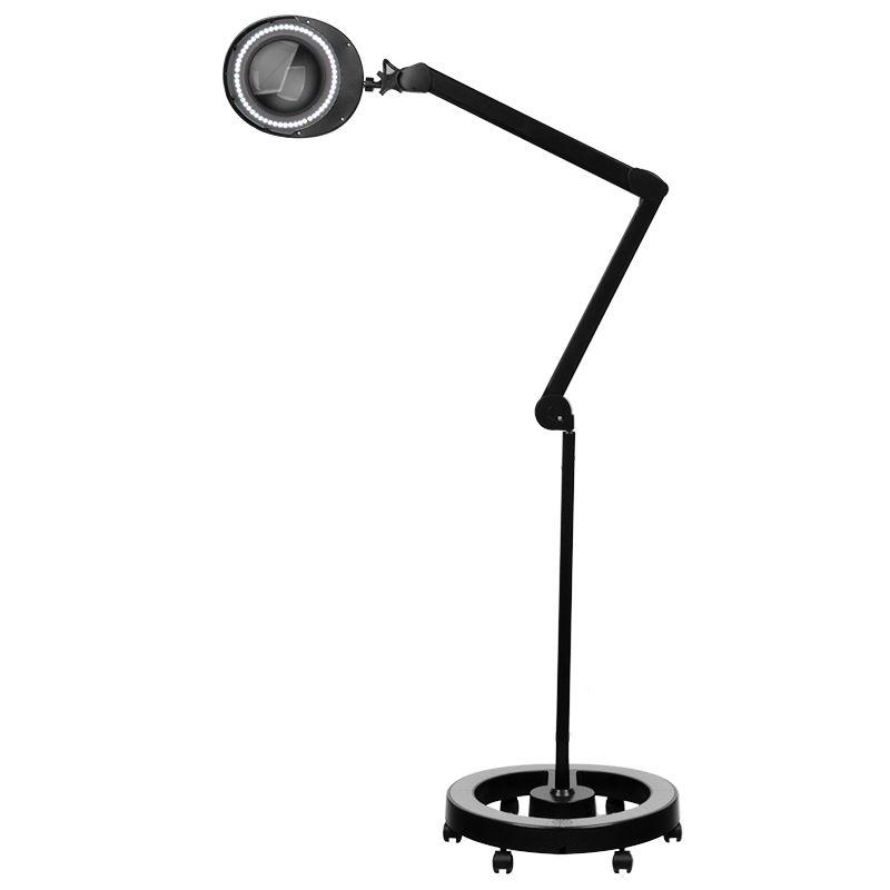 Lampara lupa LED negra con lupa de 5 aumentos , ruedas para su  desplazamiento y tapa superior por 149 euros