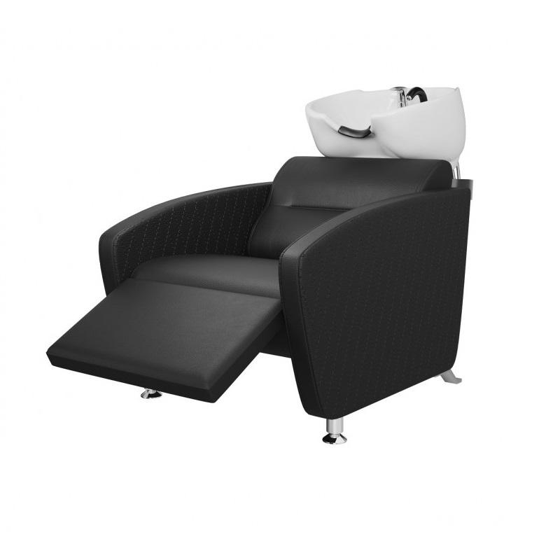 Lavacabezas Recife Negro con elevapies manual con pica de cerámica