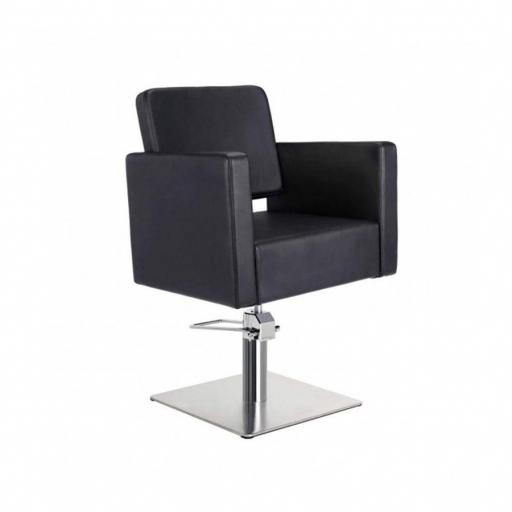 Sillon Peluqueria Giselle Negra Base Cuadrada Cromada