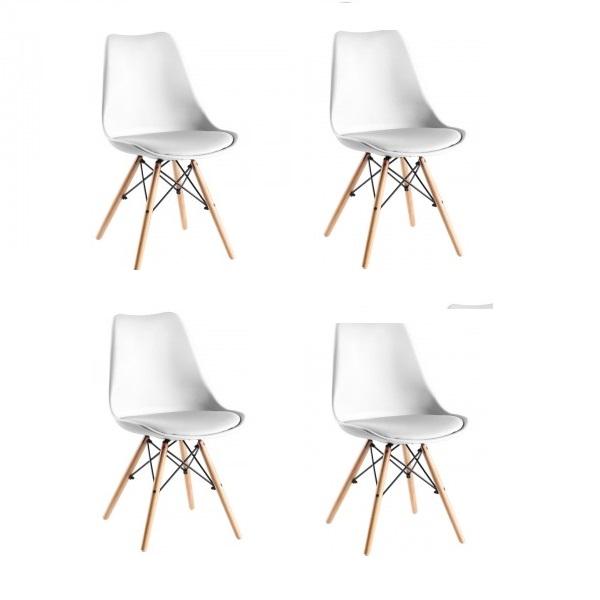 4 sillas de estilo nórdico en color blanco con cojín por 119 euros