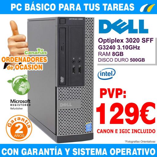 Intel Core G3240 3.10GHz - 8GB - 500GB - Dell Optiplex 3020 SFF [0]
