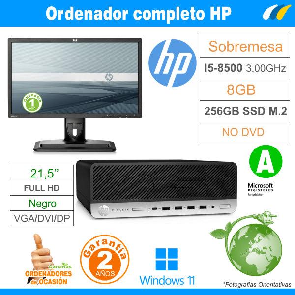 Ordenador completo ​​HP PRODESK 600 G4 i5-8500 + HP ZR22w - VM626A4  + 