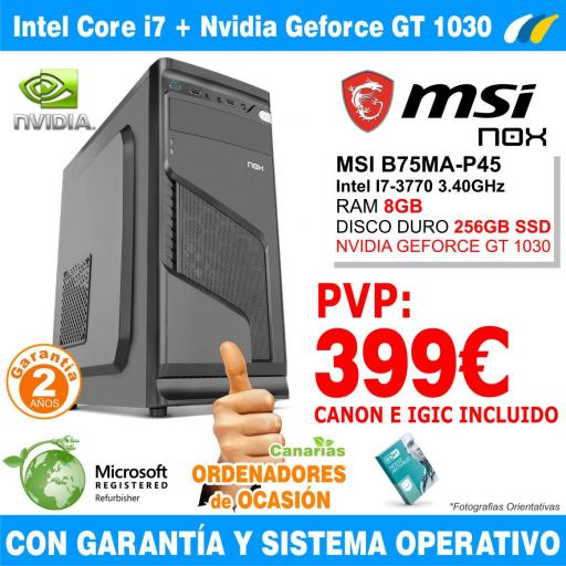 Intel Core  i7-3770 3.40 GHz - 8GB - 256GB - ​​MSI B75MA-P45 TORRE NOX LITE020 [0]