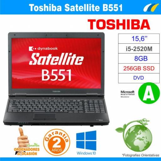 Intel i5-2520M  – 8GB – 240GB SSD - TOSHIBA SATELLITE B551- Grado A