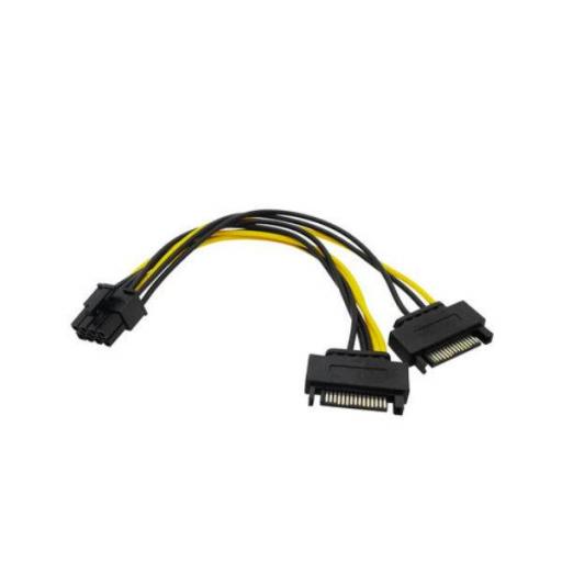 Dual 15Pin SATA Macho a PCIe 8Pin(6 + 2) Cable de alimentación de tarjeta de video macho