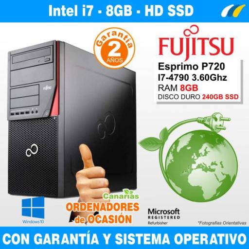 Intel Core I7-4790 3.60GHz - 8GB - 240GB SSD  - Fujitsu Esprimo P720 Tower [0]