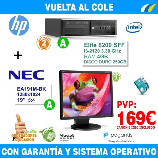HP 8200 ELITE PC SFF i3-2120 + NEC 19'' EA191M-BK [0]
