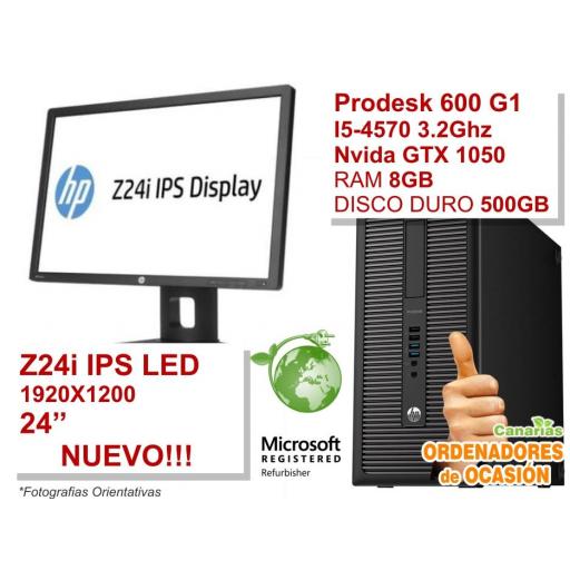 HP Prodesk 600 G1 + Monitor HP Z24i 24" + NVIDIA GTX 1050 + TECLADO + RATON [0]