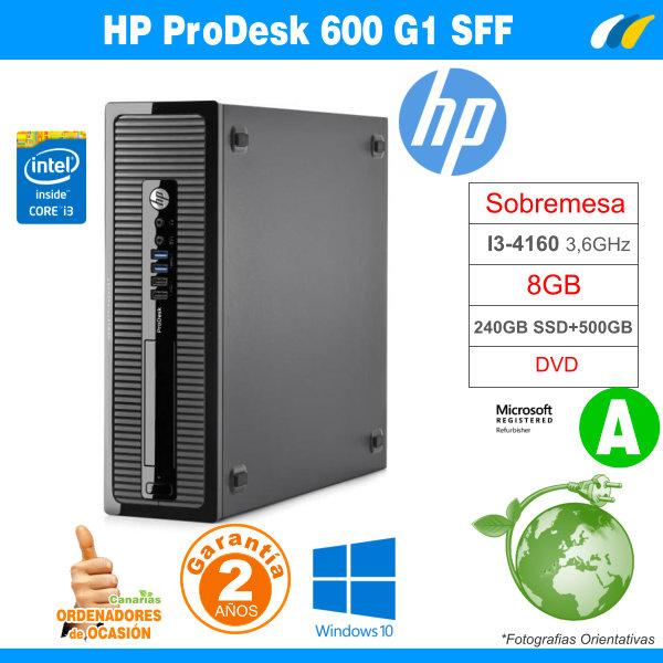 Intel Core i3-4160 3,60GHz - 8GB - 240GB SSD + 500GB - HP PRODESK 600 G1 SFF