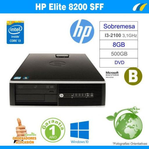 Intel I3-2100 3.30GHz 8GB 500GB - HP COMPAQ 8200 ELITE PC - Grado B [0]