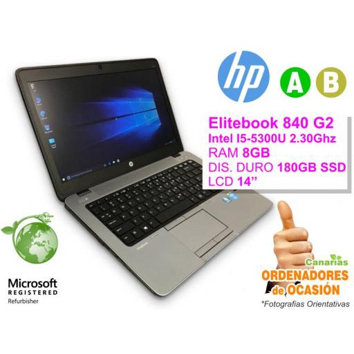 Intel I5-5300U – 8GB – 180GB SSD - HP Elitebook 840 G2 [0]