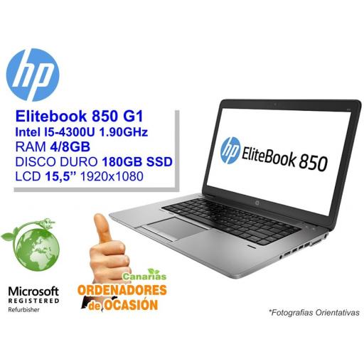 Intel I5-5300U – 4GB – 180GB SSD - HP Elitebook 850 G1 [0]