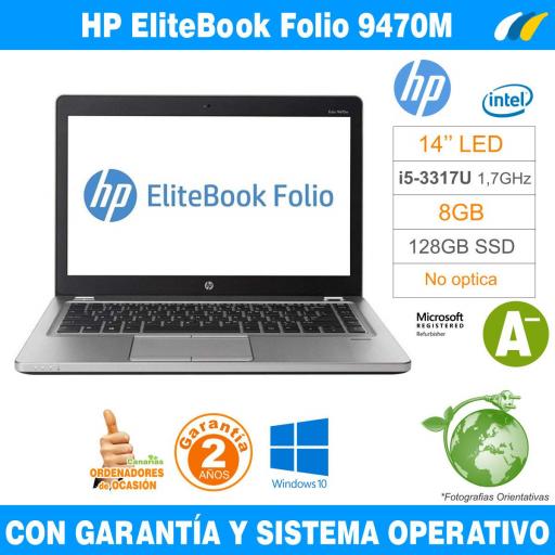Intel i5-3317U 1,70 GHz  – 8GB – 128 GB SSD  - HP EliteBook Folio 9470M [0]