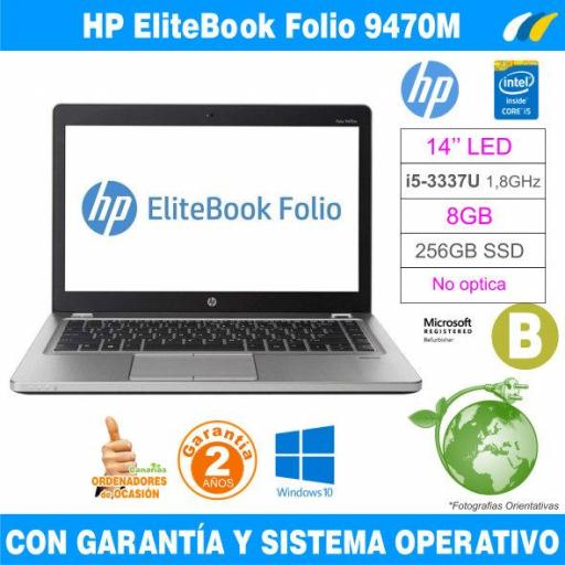 Intel i5-3337U 1,80 GHz  – 8GB – 256 GB SSD  - HP EliteBook Folio 9470M [0]