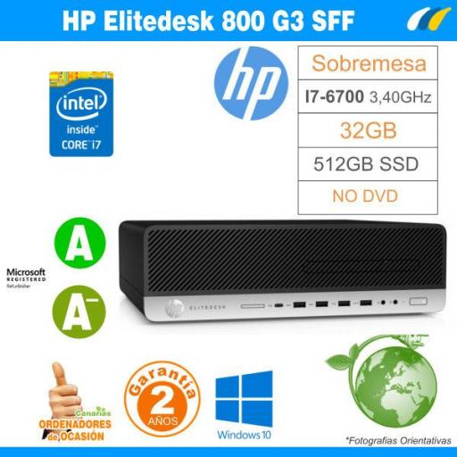 Intel I7-6700 - 32GB - 512GB-SSD - ​​HP ELITEDESK 800 G3 