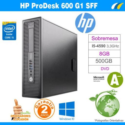 Intel Core i5-4590 3,30GHz - 8GB -500GB - HP PRODESK 600 G1 SFF "GRADO A-"