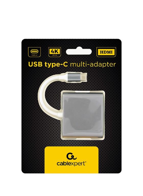 GEMBIRD ADAPTADOR USB-C A MULTI (USB-C/HDMI/USB 3.0) SILVER A-CM-HDMIF-02-SG