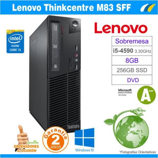 Intel Core I5-4590 3.30 GHz - 8GB - 256GB SSD - ​​LENOVO THINKCENTRE M83 SFF - Grado A- [0]