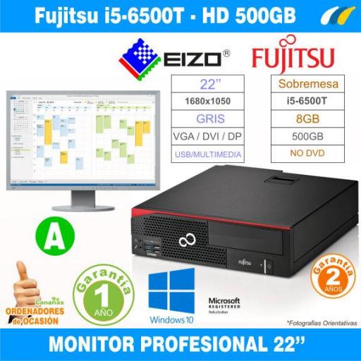 Monitor EIZO FlexScan EV2216W + Fujitsu Esprimo D756 Sobremesa - i5-6500T  [0]