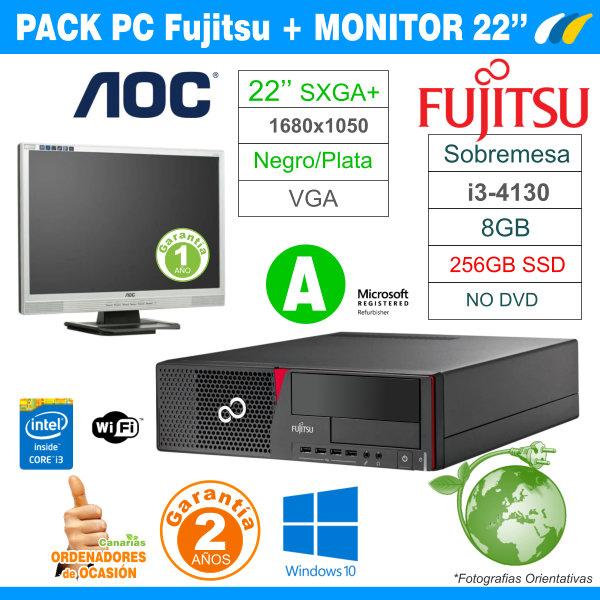 Fujitsu Esprimo E720 Sobremesa + Monitor AOC 2216Sa 22'' + Teclado y ratón + Wifi N150