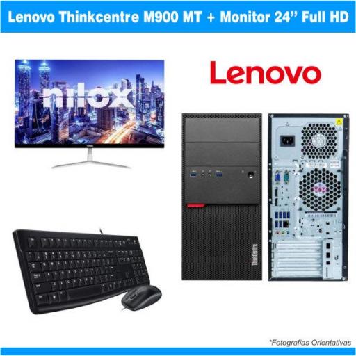 Ordenador completo i5-6500 | LENOVO THINKCENTRE M900  MT TOWER | GRADO A + Monitor NILOX 24" LED FHD VGA HDMI 5ms N/P (NXM24FHD01) 