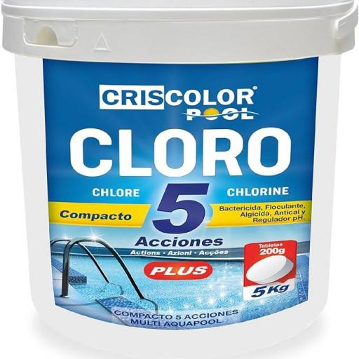 Cloro Compacto 5 Acciones Pastilla de 200 GR. 5 Kilos
