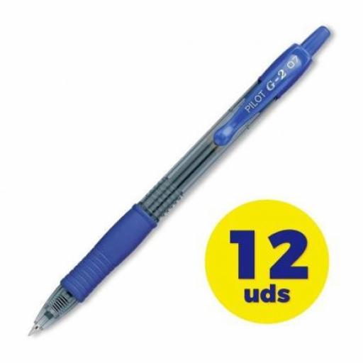 Bolígrafo Pilot G-2 Azul Caja 12 unidades.