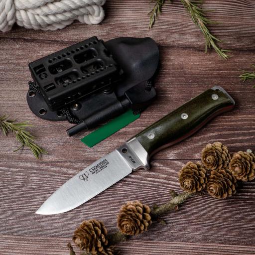 Cuchillo Supervivencia CUDEMAN MT5 Canvas Verde Funda Kydex