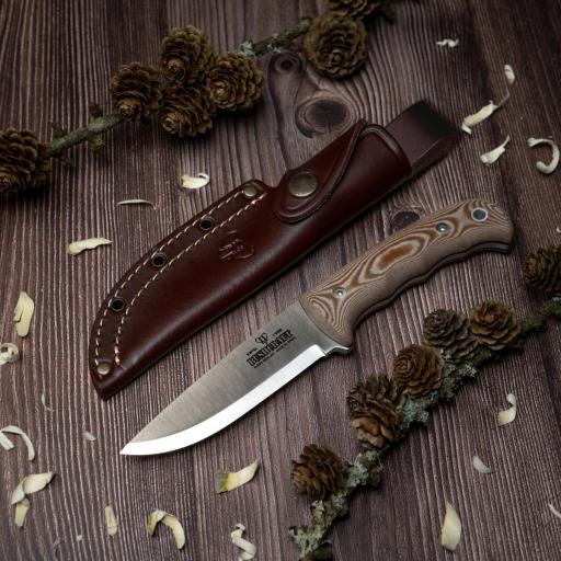 Cuchillo Bushcraft  CUDEMAN Micarta Marron