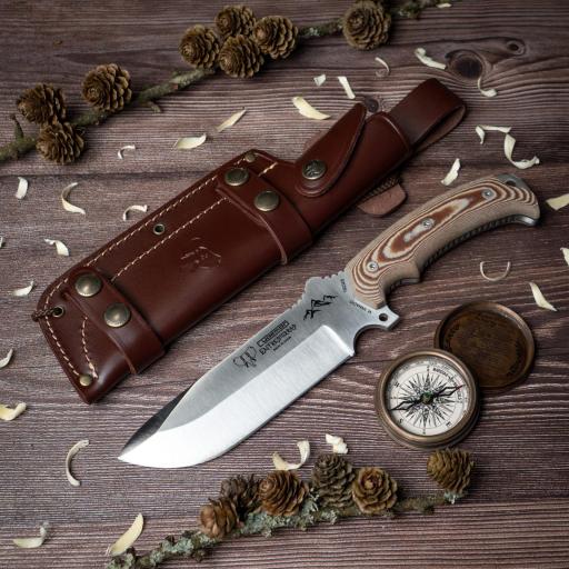 Cuchillo Supervivencia CUDEMAN ENTRESIERRAS Micarta marrón 