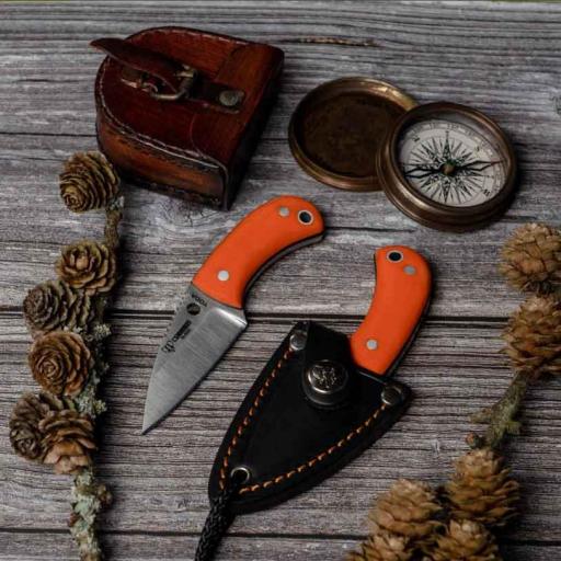 Cuchillo Naranja Funda Cuero YODA (BÖHLER) CUDEMAN 