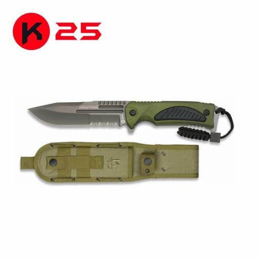Cuchillo Tactico con Paracord  K25 Verde