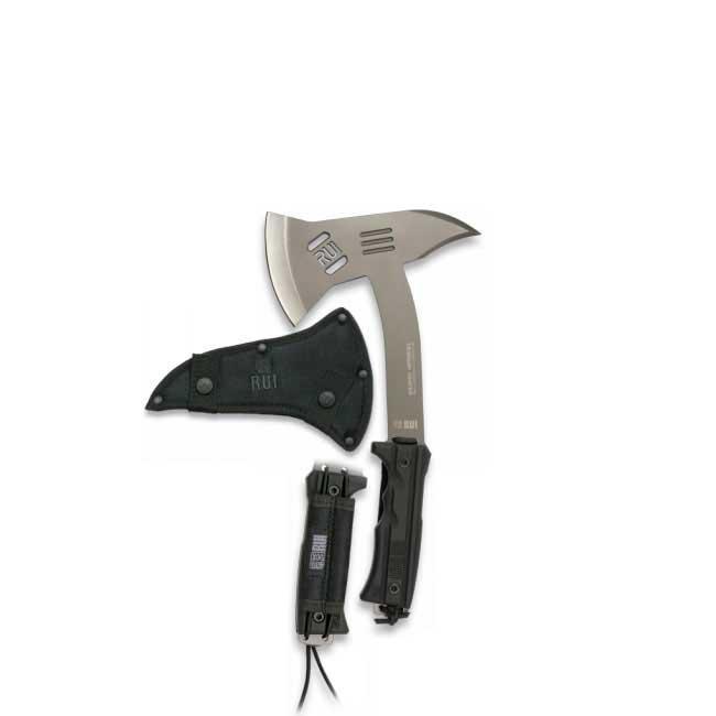 Hacha Outdoor K25 Titanium Coated Negra con Kit Supervivencia 31,5 cm