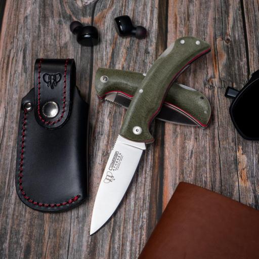 Navaja Cudeman ATHENEA Canvas Verde Funda Cuero