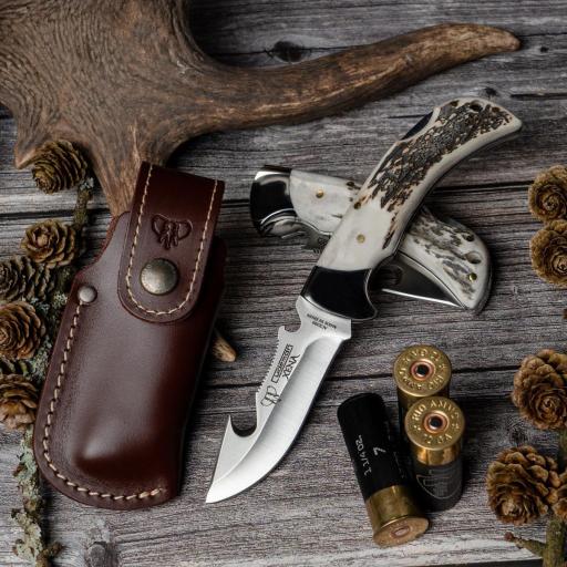 Navaja Xena CUDEMAN Asta de Ciervo Funda Cuero [0]