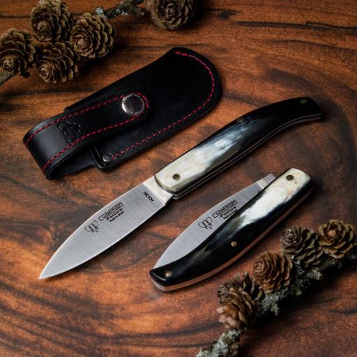 Navaja Pastora CUDEMAN Asta de Toro Funda Cuero