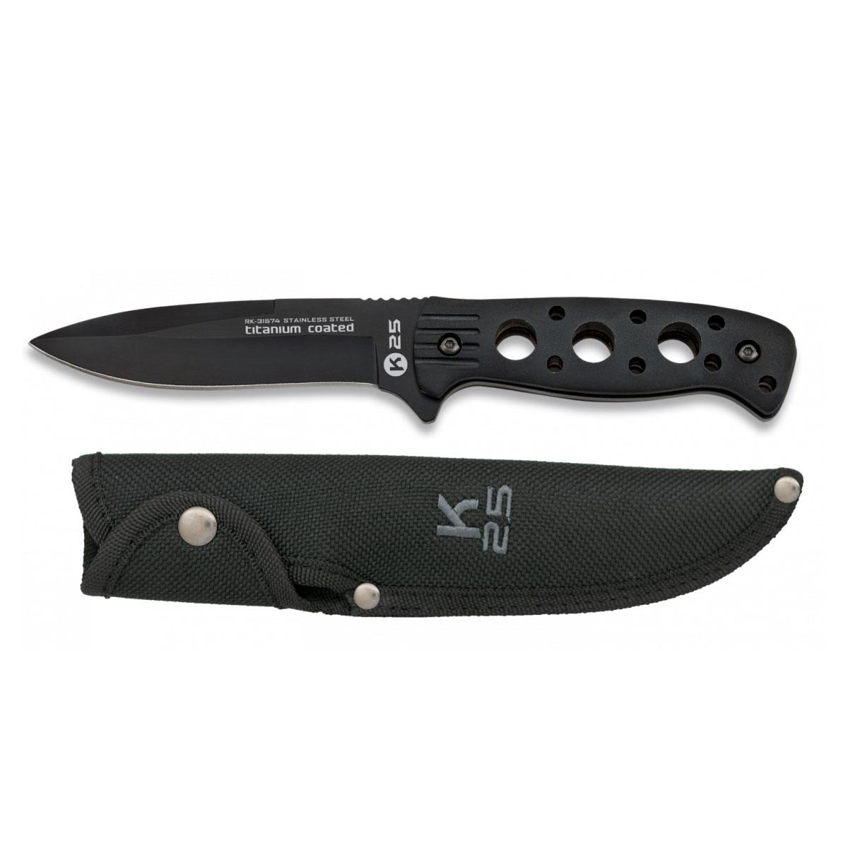 Cuchillo Táctico K25 Titanium Coated Mango Aluminio Negro