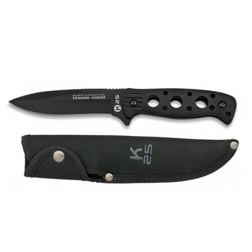 Cuchillo Táctico K25 Titanium Coated Mango Aluminio Negro