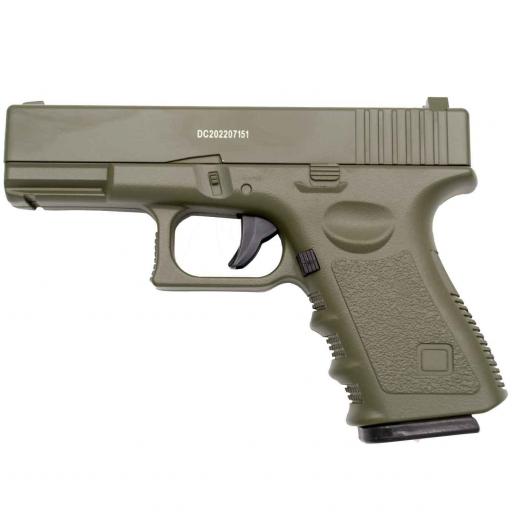 Pistola Air Soft GALAXY Tipo Glock 19 Calibre 6 mm. Verde Miltar