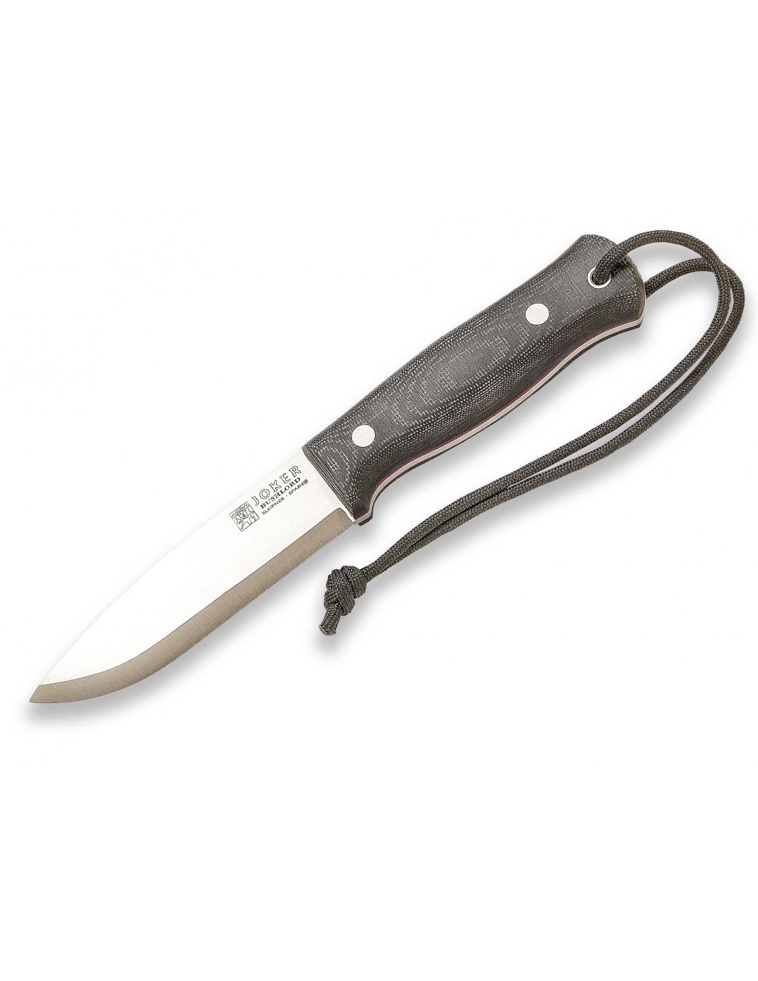 Cuchillo Bushcraft Supervivencia con Pedernal Micarta Negra JOKER Bushlord