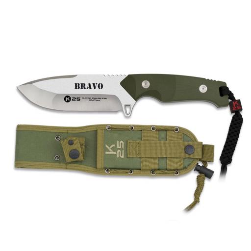 Cuchillo Táctico K25 BRAVO G10 Verde con Sistema MOLLE