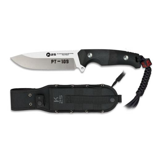 Cuchillo K25 PT-109 G10 Negro con Funda MOLLE