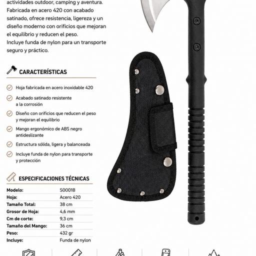 Hacha Outdoor Third S0001B Satinada con Funda 38 cm [1]
