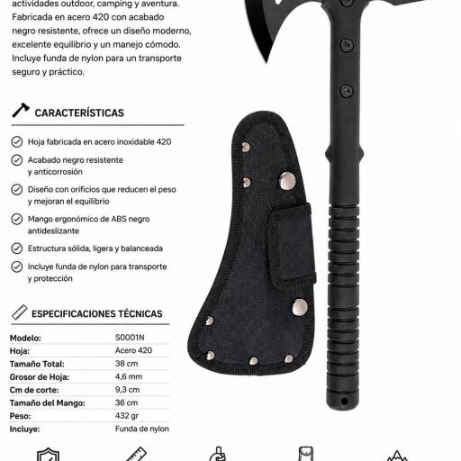 Hacha Outdoor Third S0001N Negra con Funda 38 cm [1]