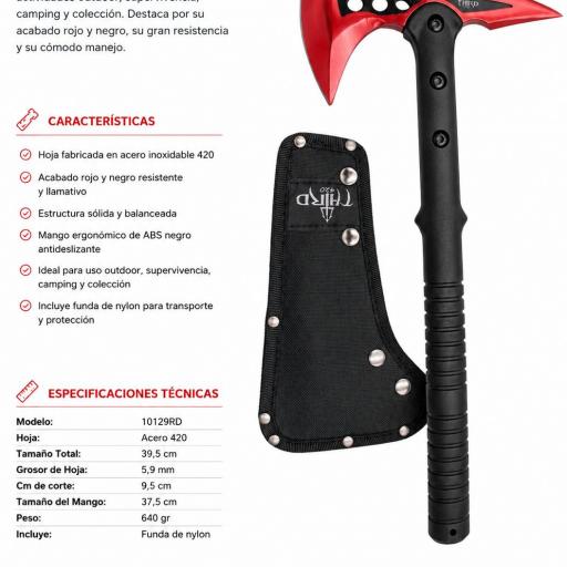 Hacha Outdoor Third 10129RD Roja y Negra con Funda 39,5 cm [1]