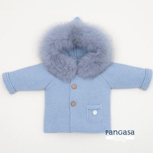 Pangasa - Trenka capucha pelo azul empolvado 1206009