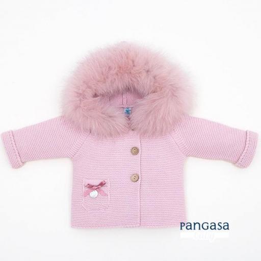 Pangasa - Trenka capucha pelo rosa empolvado 1206009